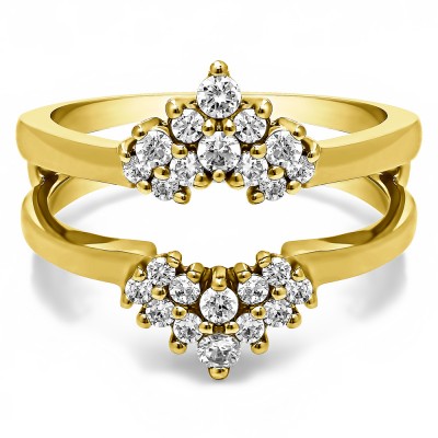 0.37 Ct. Double Row Round Prong Set Ring Guard in Yellow Gold