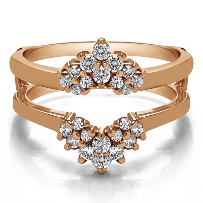 0.53 Ct. Double Row Round Prong Set Ring Guard in Rose Gold
