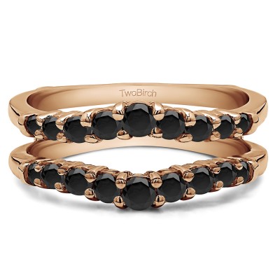 0.71 Ct. Black Stone Double Shared Prong Contoured Ring Guard in Rose Gold