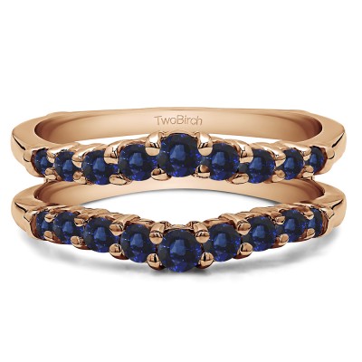 0.71 Ct. Sapphire Double Shared Prong Contoured Ring Guard in Rose Gold