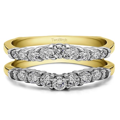 0.71 Ct. Double Shared Prong Contoured Ring Guard in Two Tone Gold