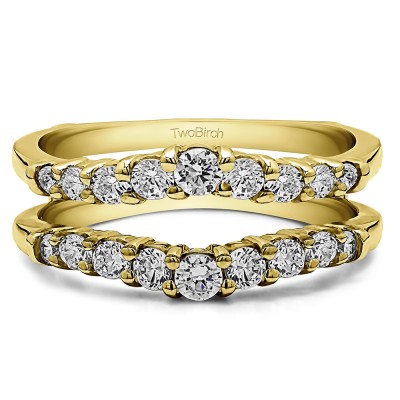 0.71 Ct. Double Shared Prong Contoured Ring Guard in Yellow Gold