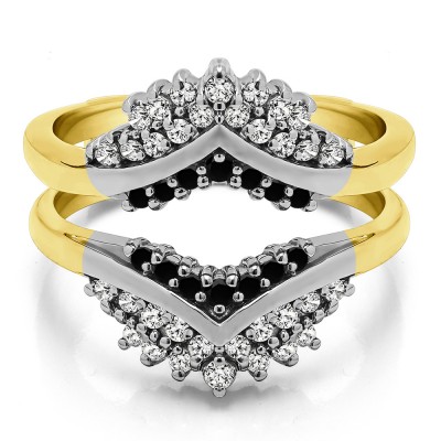 0.52 Ct. Triple Row Prong Set Anniversary Ring Guard in Two Tone Gold