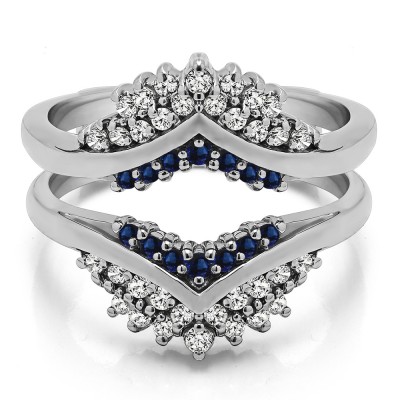 0.52 Ct. Sapphire and Diamond Triple Row Prong Set Anniversary Ring Guard