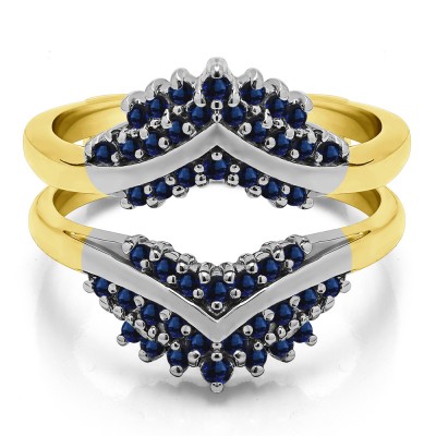 0.52 Ct. Triple Row Prong Set Anniversary Ring Guard in Two Tone Gold