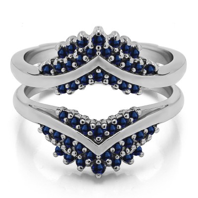 0.52 Ct. Sapphire Triple Row Prong Set Anniversary Ring Guard