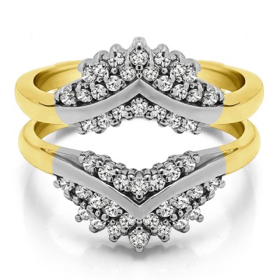 0.52 Ct. Triple Row Prong Set Anniversary Ring Guard in Two Tone Gold