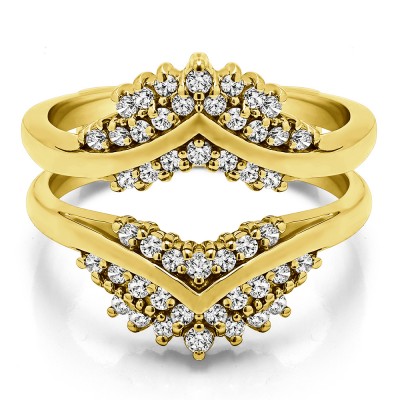 0.52 Ct. Triple Row Prong Set Anniversary Ring Guard in Yellow Gold