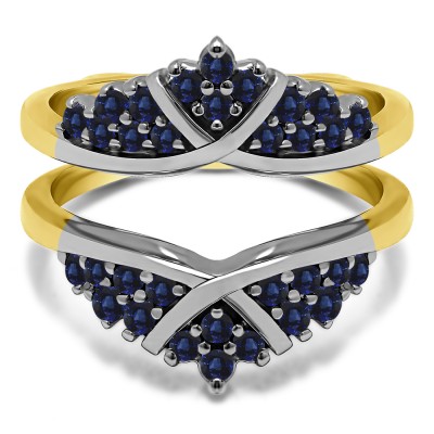 0.52 Ct. X Bypass Triple Row Anniversary Ring Guard in Two Tone Gold