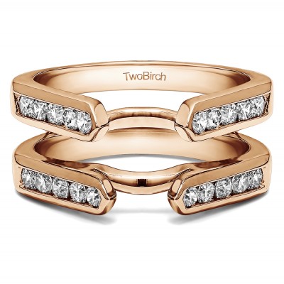 0.7 Ct.  Channel Cathedral Ring Guard in Rose Gold