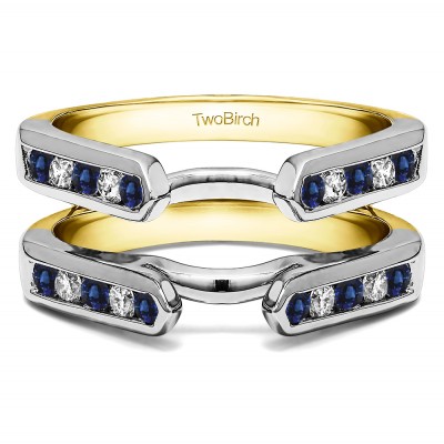 0.24 Ct. Princess Cut Channel Cathedral Ring Guard in Two Tone Gold