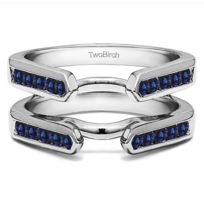 0.24 Ct. Sapphire Princess Cut Channel Cathedral Ring Guard