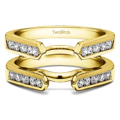 0.7 Ct. Princess Cut Channel Cathedral Ring Guard in Yellow Gold