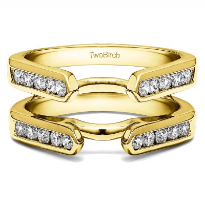 0.7 Ct.  Channel Cathedral Ring Guard in Yellow Gold