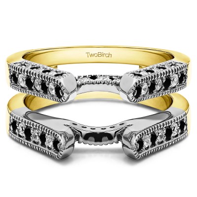 0.55 Ct. Millgrained Round Cathedral Ring Guard in Two Tone Gold