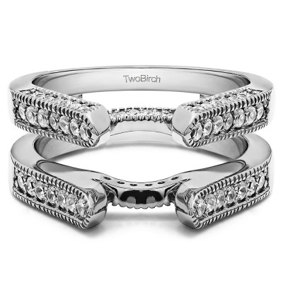 0.55 Ct. Millgrained Round Cathedral Ring Guard