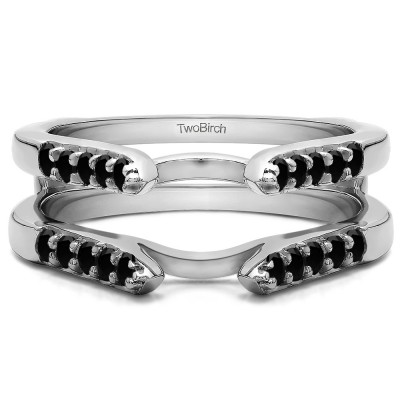 0.3 Ct. Black Stone Cathedral Round Shared Prong Ring Guard