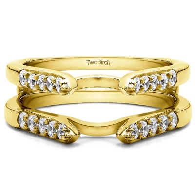 0.3 Ct. Cathedral Round Shared Prong Ring Guard in Yellow Gold