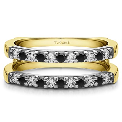 0.51 Ct. Double Shared Prong Straight Ring Guard in Two Tone Gold