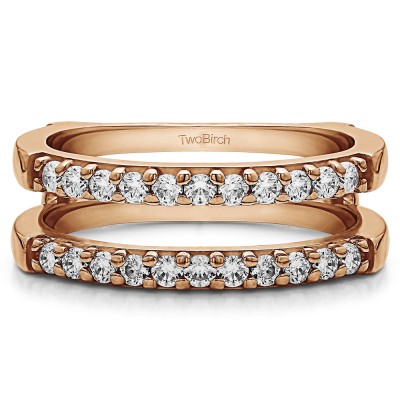 0.51 Ct. Double Shared Prong Straight Ring Guard in Rose Gold
