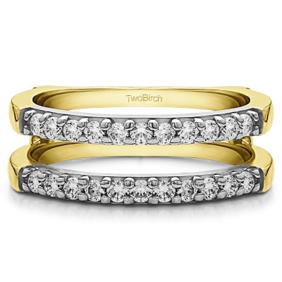 0.51 Ct. Double Shared Prong Straight Ring Guard in Two Tone Gold