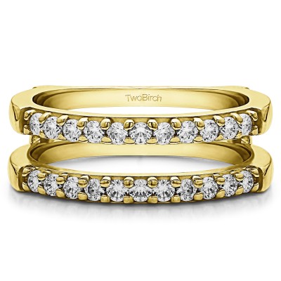 0.51 Ct. Double Shared Prong Straight Ring Guard in Yellow Gold