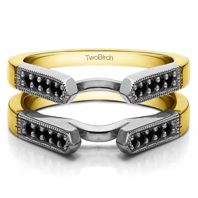 0.4 Ct. Millgrained Edge Cathedral Ring Guard in Two Tone Gold