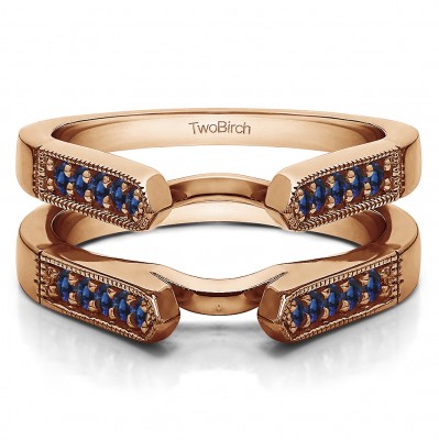 0.4 Ct. Sapphire Millgrained Edge Cathedral Ring Guard in Rose Gold