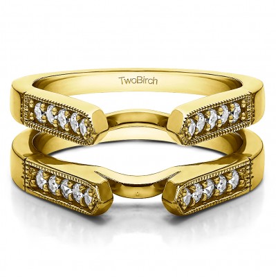 0.4 Ct. Millgrained Edge Cathedral Ring Guard in Yellow Gold