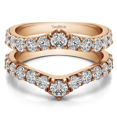 0.35 Ct. Graduated Shared Prong Contour Ring Guard in Rose Gold