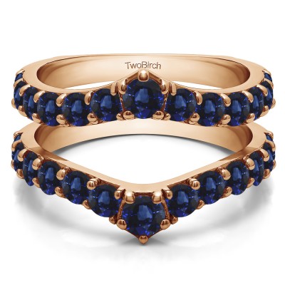 0.74 Ct. Sapphire Graduated Shared Prong Contour Ring Guard in Rose Gold