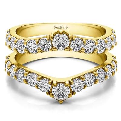 0.74 Ct. Graduated Shared Prong Contour Ring Guard in Yellow Gold