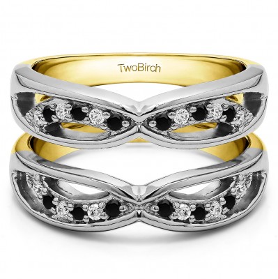 0.24 Ct. Criss Cross Anniversary Jacket Ring Guard  in Two Tone Gold