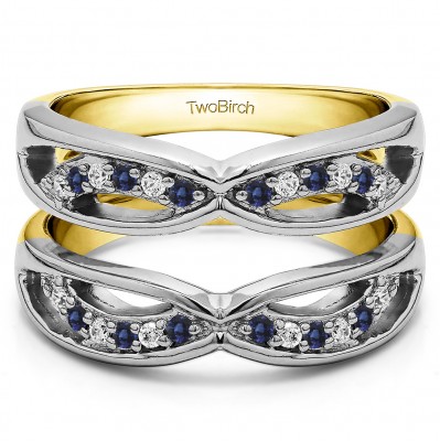 0.24 Ct. Criss Cross Anniversary Jacket Ring Guard  in Two Tone Gold
