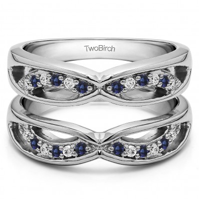 0.24 Ct. Sapphire and Diamond Criss Cross Anniversary Jacket Ring Guard