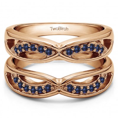 0.24 Ct. Sapphire Criss Cross Anniversary Jacket Ring Guard  in Rose Gold