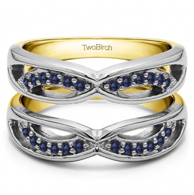 0.24 Ct. Criss Cross Anniversary Jacket Ring Guard  in Two Tone Gold