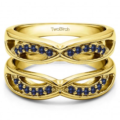 0.24 Ct. Sapphire Criss Cross Anniversary Jacket Ring Guard  in Yellow Gold