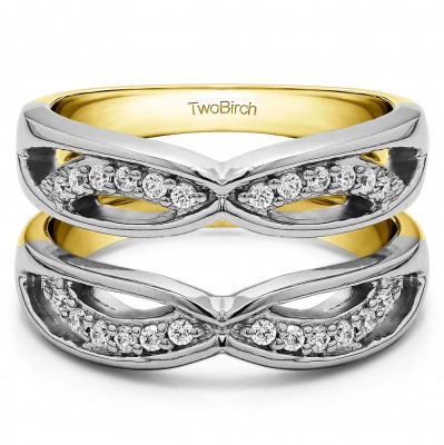 0.24 Ct. Criss Cross Anniversary Jacket Ring Guard  in Two Tone Gold