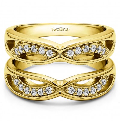 0.24 Ct. Criss Cross Anniversary Jacket Ring Guard  in Yellow Gold