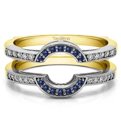 0.38 Ct. Round Halo Wedding Ring Guard in Two Tone Gold