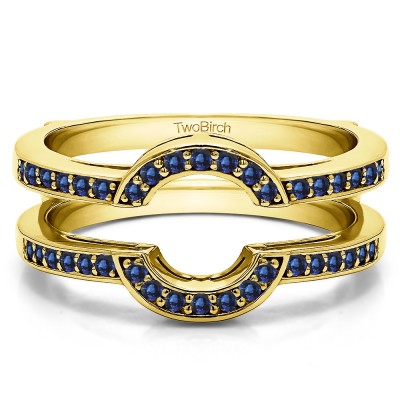 0.38 Ct. Sapphire Round Halo Wedding Ring Guard in Yellow Gold