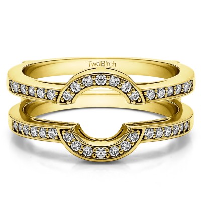 0.38 Ct. Round Halo Wedding Ring Guard in Yellow Gold