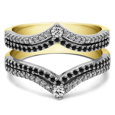 1.52 Ct. Double Row Chevron Anniversary Ring Guard in Two Tone Gold