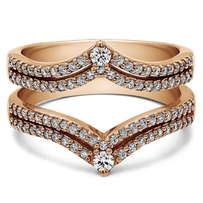 1.52 Ct. Double Row Chevron Anniversary Ring Guard in Rose Gold