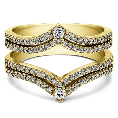 1.52 Ct. Double Row Chevron Anniversary Ring Guard in Yellow Gold