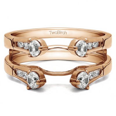 0.75 Ct. Cathedral Three Stone Ring Guard in Rose Gold