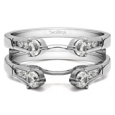 0.75 Ct. Cathedral Three Stone Ring Guard