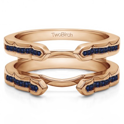 0.4 Ct. Sapphire Wave Cathedral Channel Set Ring Guard in Rose Gold
