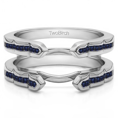 0.4 Ct. Sapphire Wave Cathedral Channel Set Ring Guard